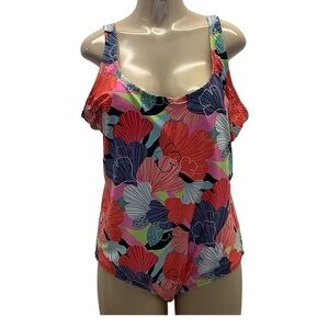 Roatan Size 4X Plus Size Swimwear Bright Floral Print One Piece Suit. New